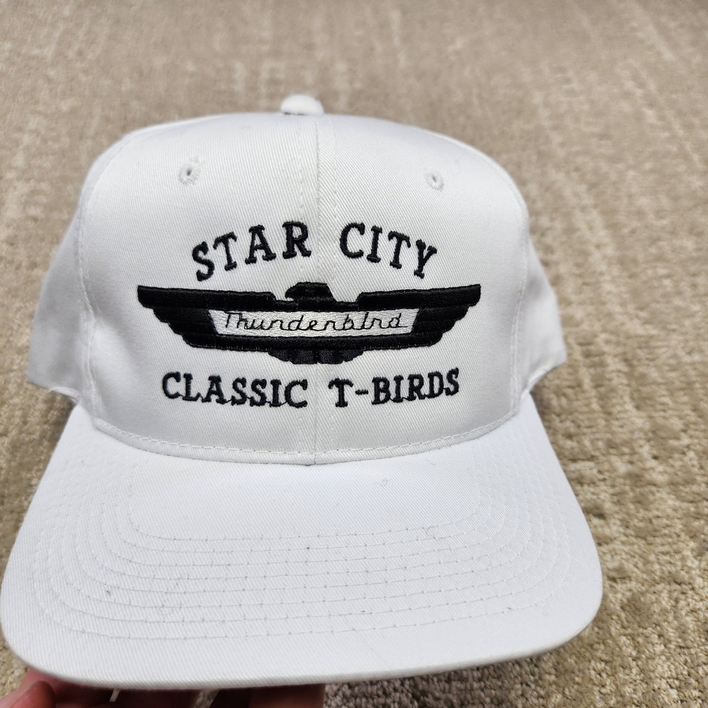 Star City Classic T-Birds Thunderbird Snapback Hat White Cotton Vintage NOS NEW